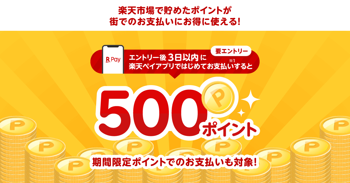 11/10にエントリーされた方限定！初めてのお支払いで500ポイント