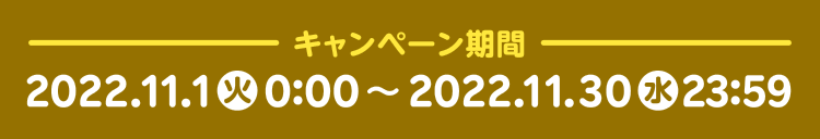－キャンペーン期間－2022.11.1(火)0:00～2022.11.30(水)23:59